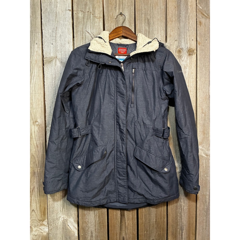 Columbia Thermal Coil Hooded Parka Jacket Charcoal Grey WL0097 Womens Small
